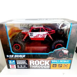 4WD Rock Through Monster Red Truck 1:18 2.4G RC Car Off-Road Vehicles for Kids